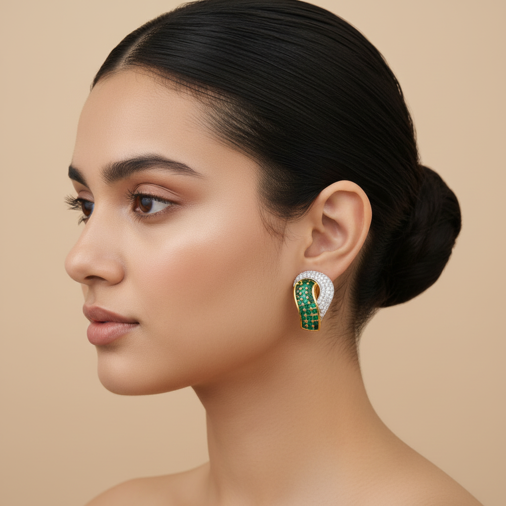 Emerald Jhanvi American Diamond Studs