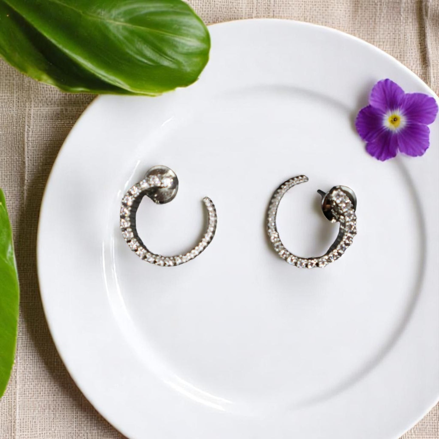 Silvery Tanaaz American Diamond Hoops