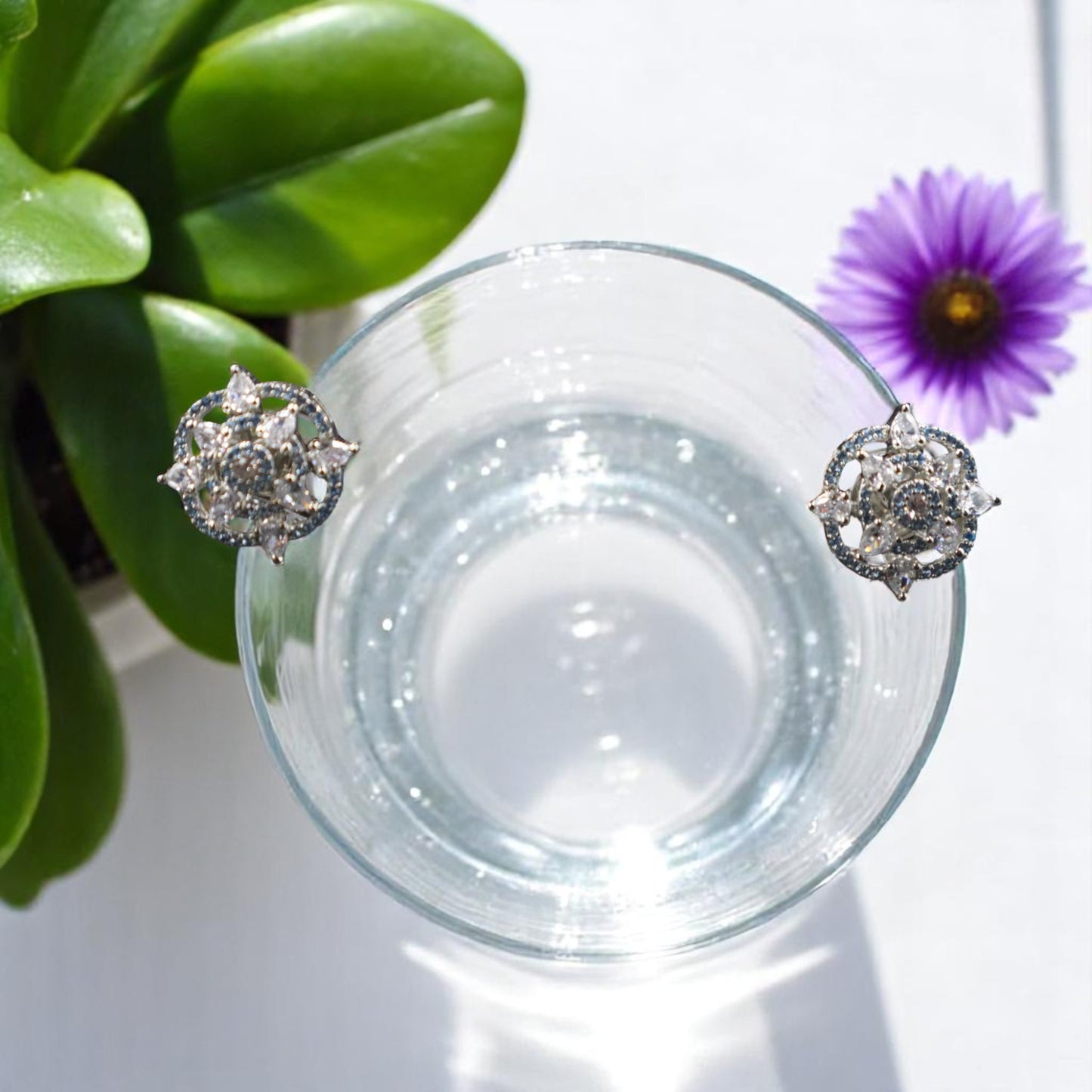 Sky Blue Trisha American Diamond Studs