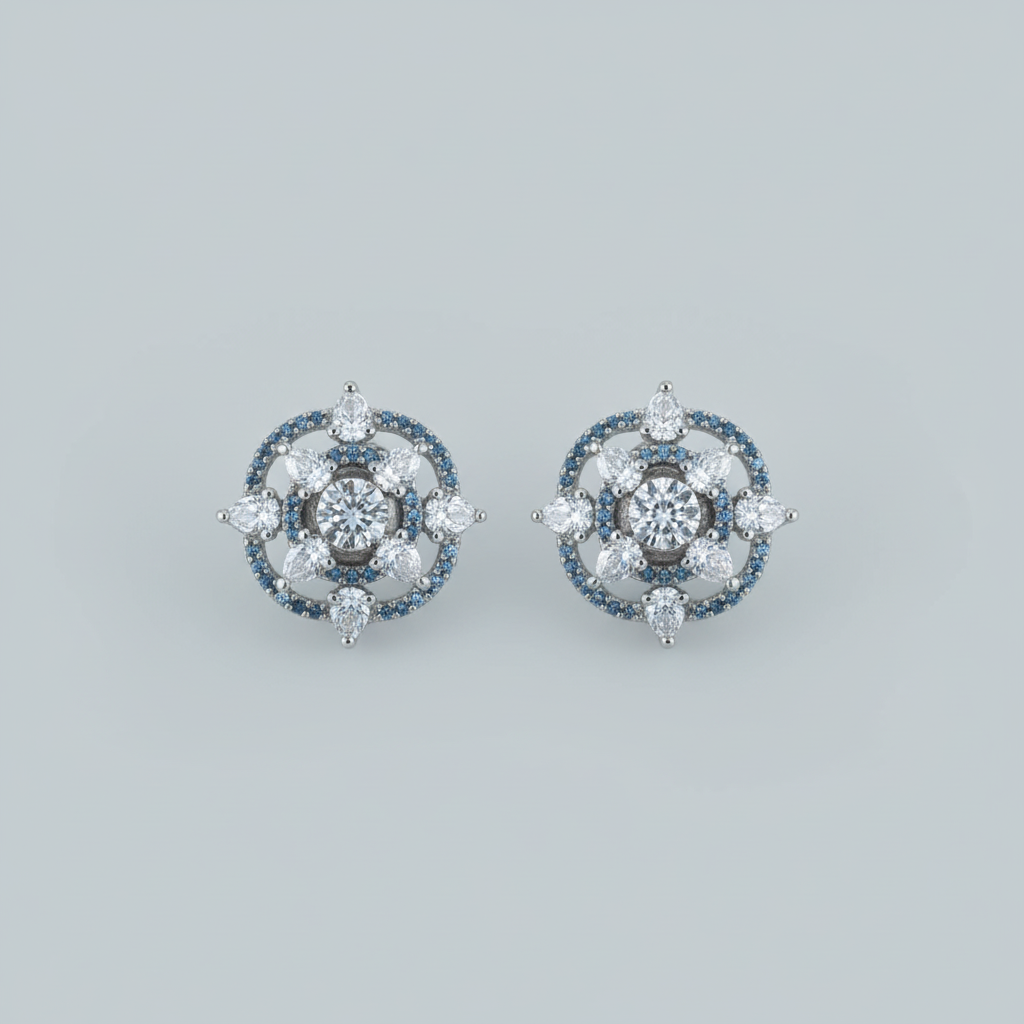 Sky Blue Trisha American Diamond Studs