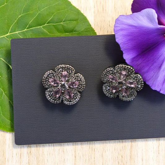Pink Girija American Diamond Studs