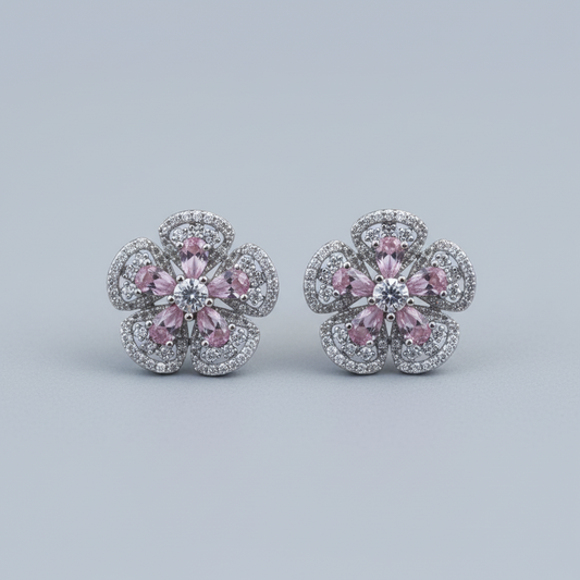 Pink Girija American Diamond Studs