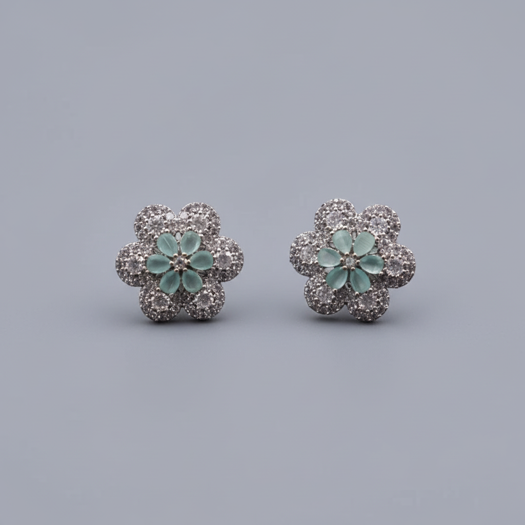 Turquoise Girija American Diamond Studs
