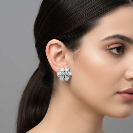 Turquoise Girija American Diamond Studs