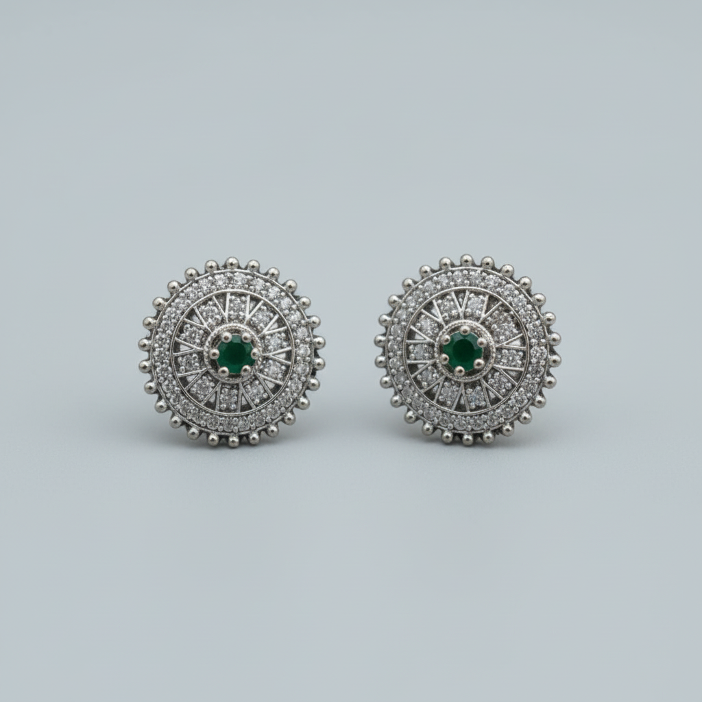 Emerald Kshama American Diamond Studs