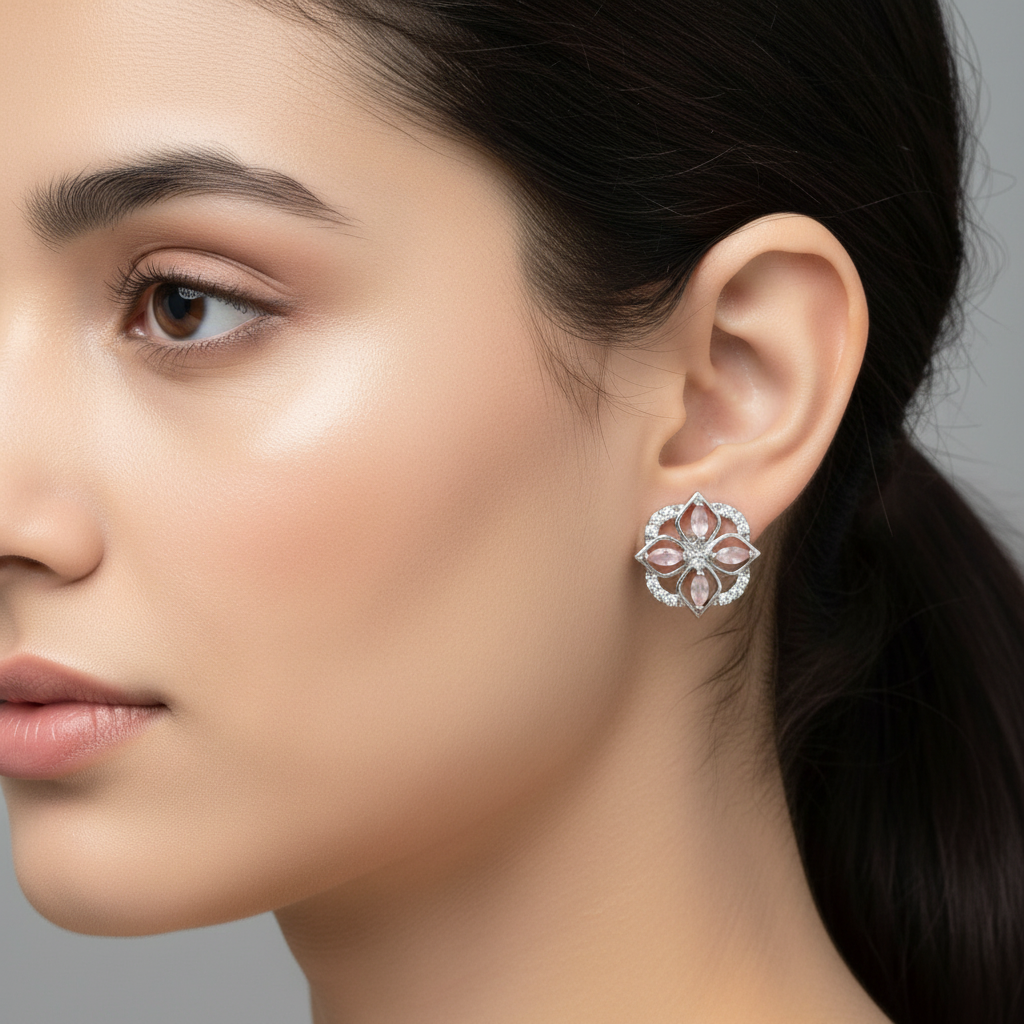 Pink Shivani American Diamond Studs
