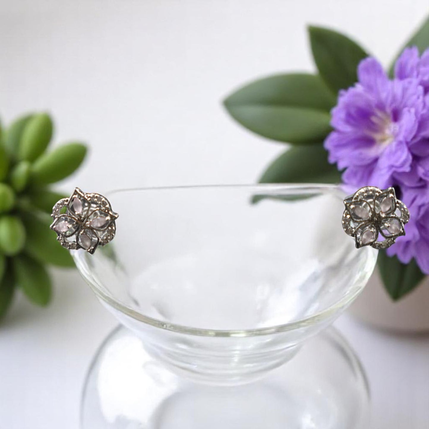 Pink Shivani American Diamond Studs