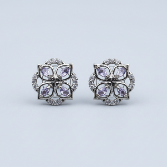 Purple Shivani American Diamond Studs