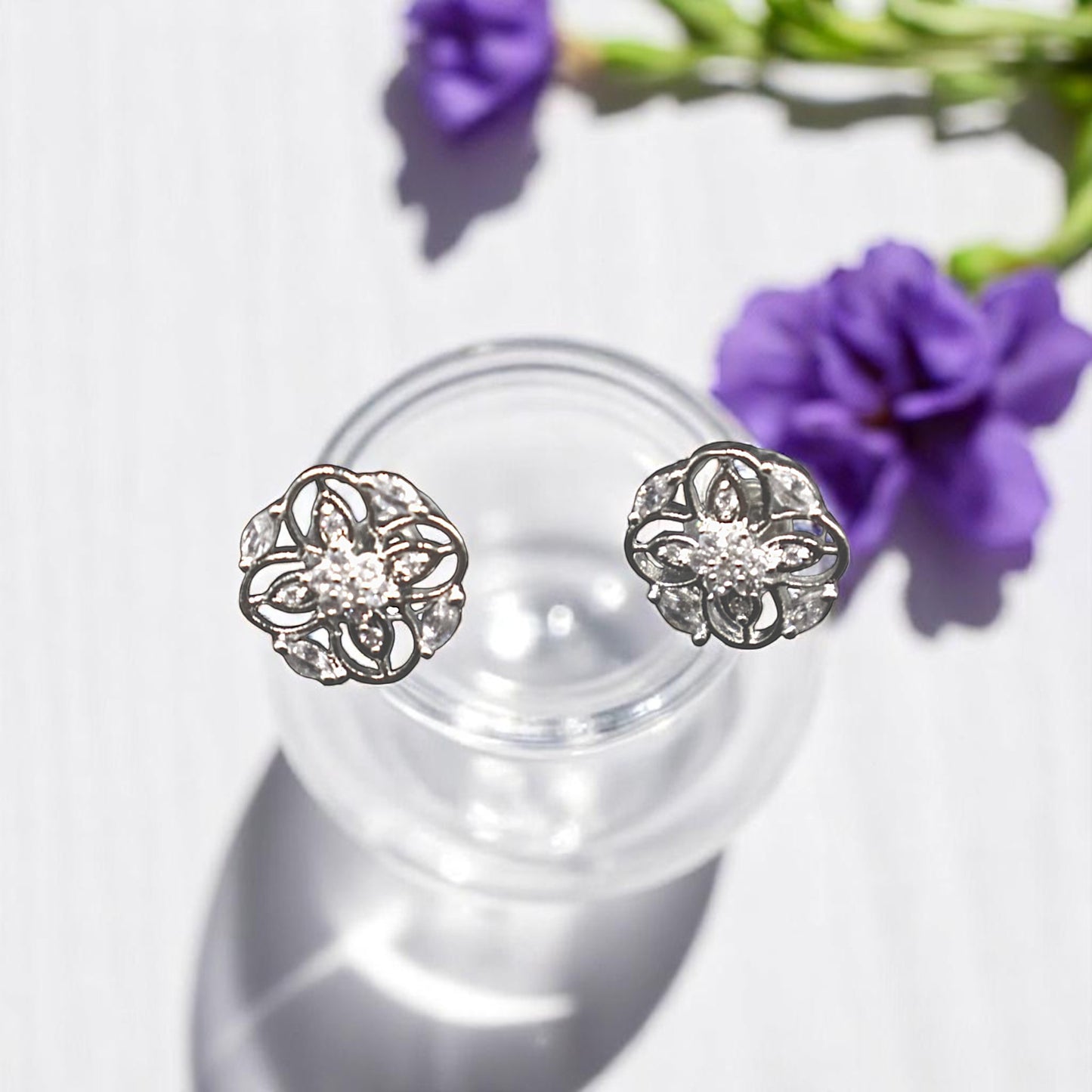 Silvery Avantika American Diamond Studs