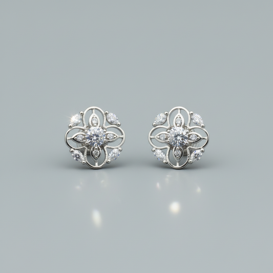Silvery Avantika American Diamond Studs