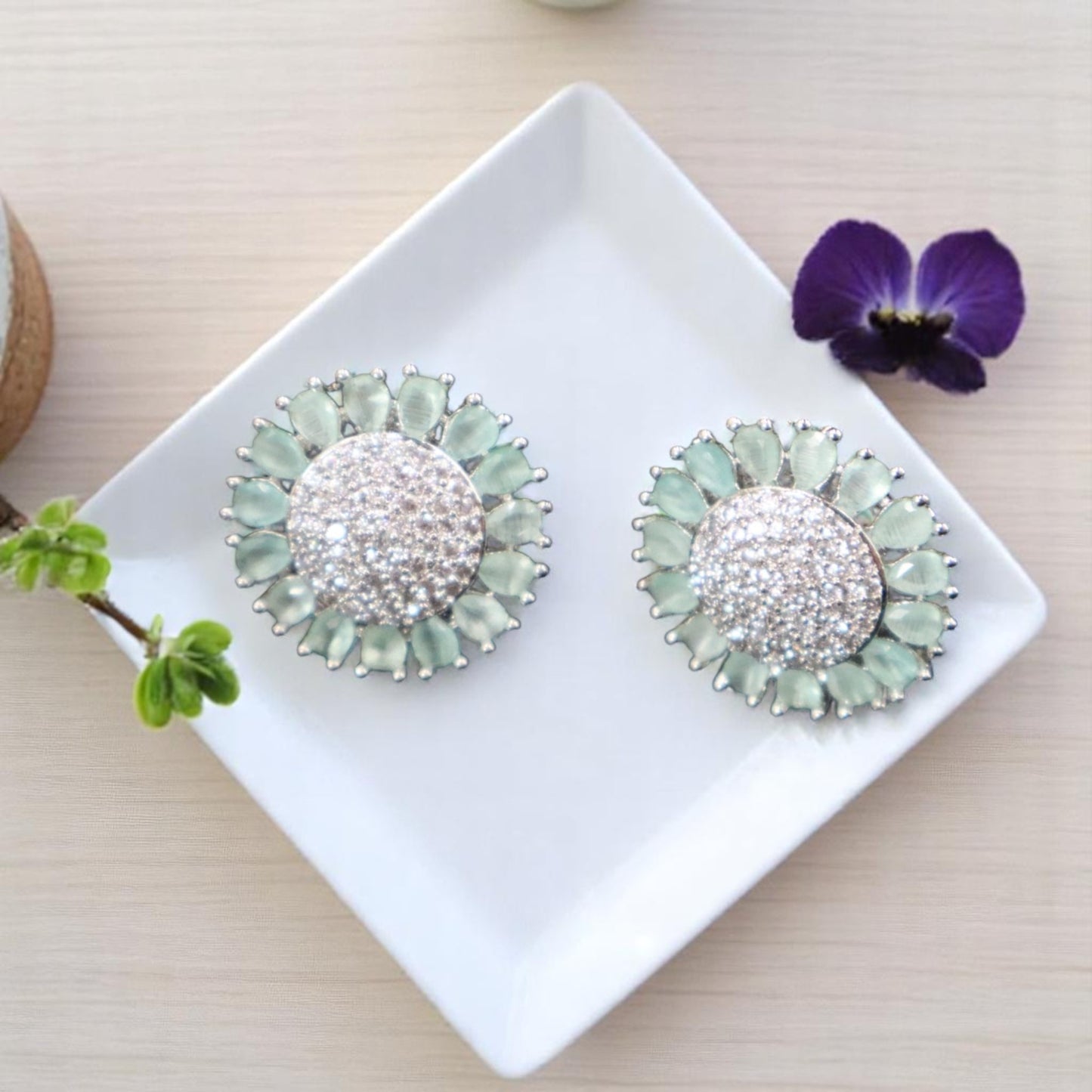 Turquoise Hemangi American Diamond Studs