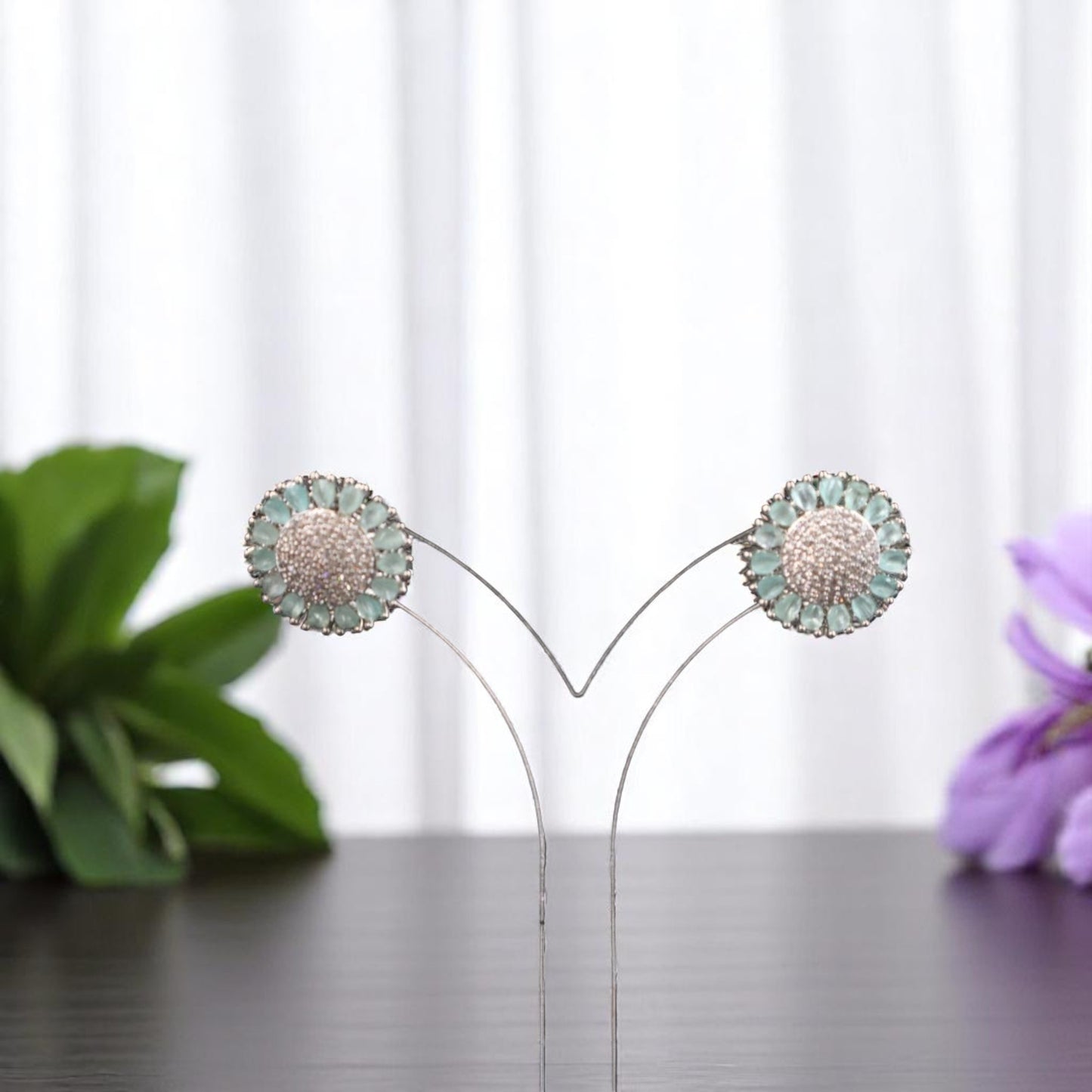 Turquoise Hemangi American Diamond Studs