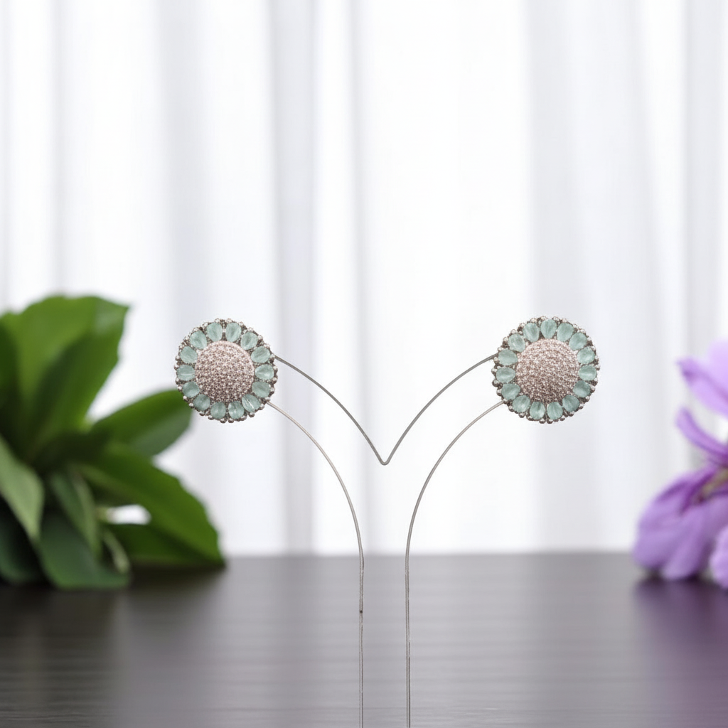 Turquoise Hemangi American Diamond Studs