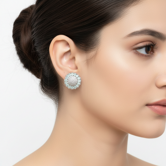 Turquoise Hemangi American Diamond Studs