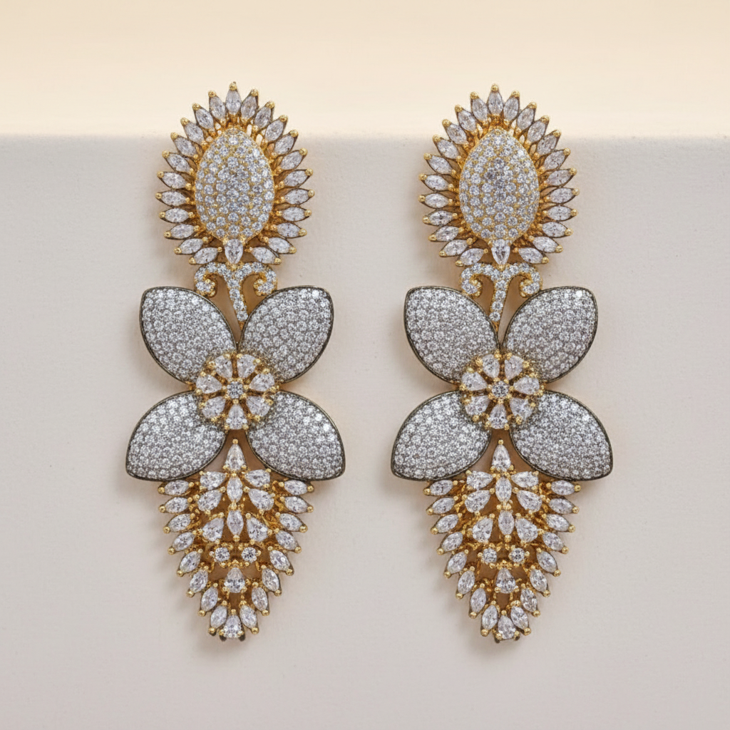 Golden Sanvika American Diamond Danglers