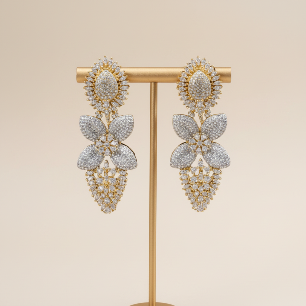 Golden Sanvika American Diamond Danglers