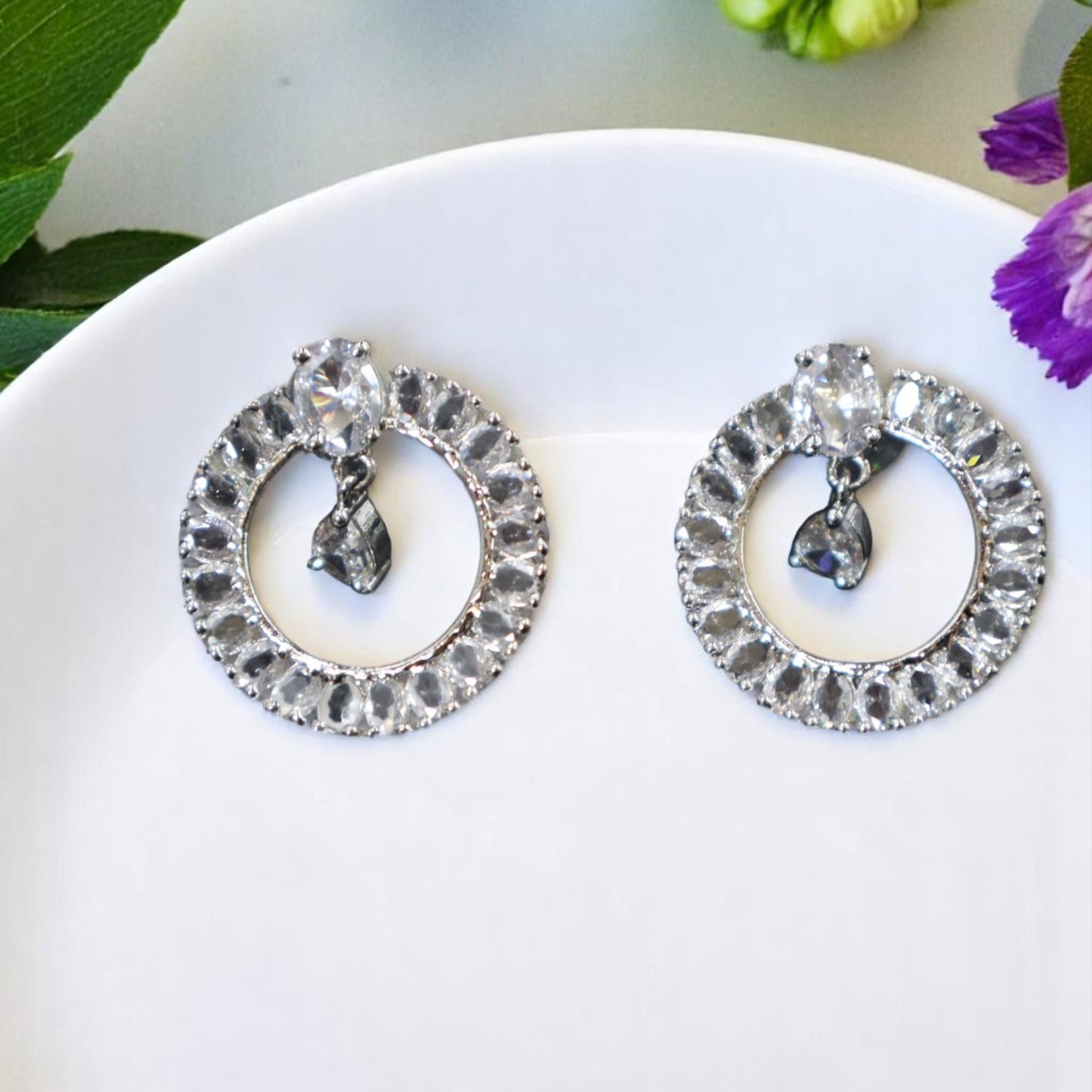 Silvery Veera American Diamond Studs
