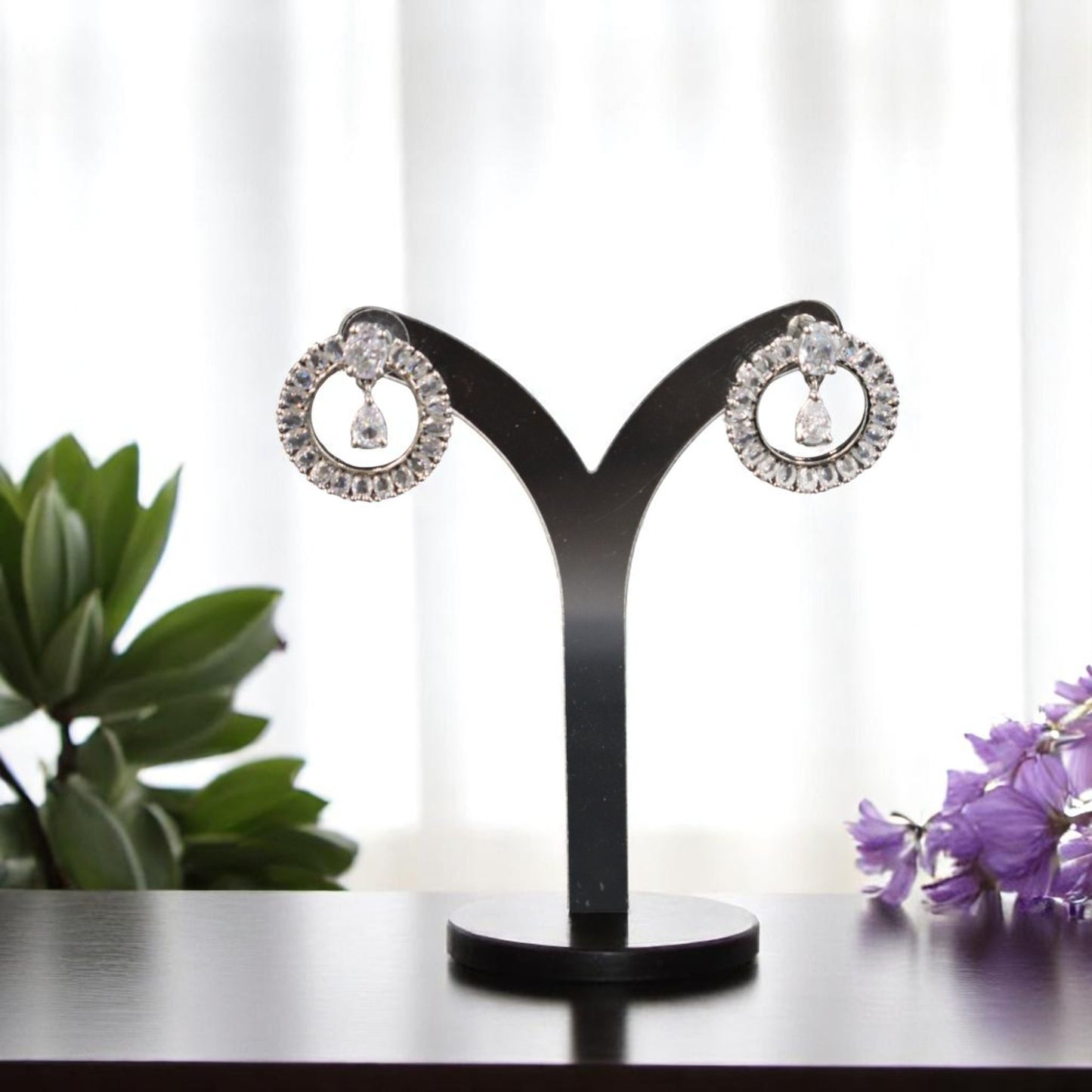 Silvery Veera American Diamond Studs