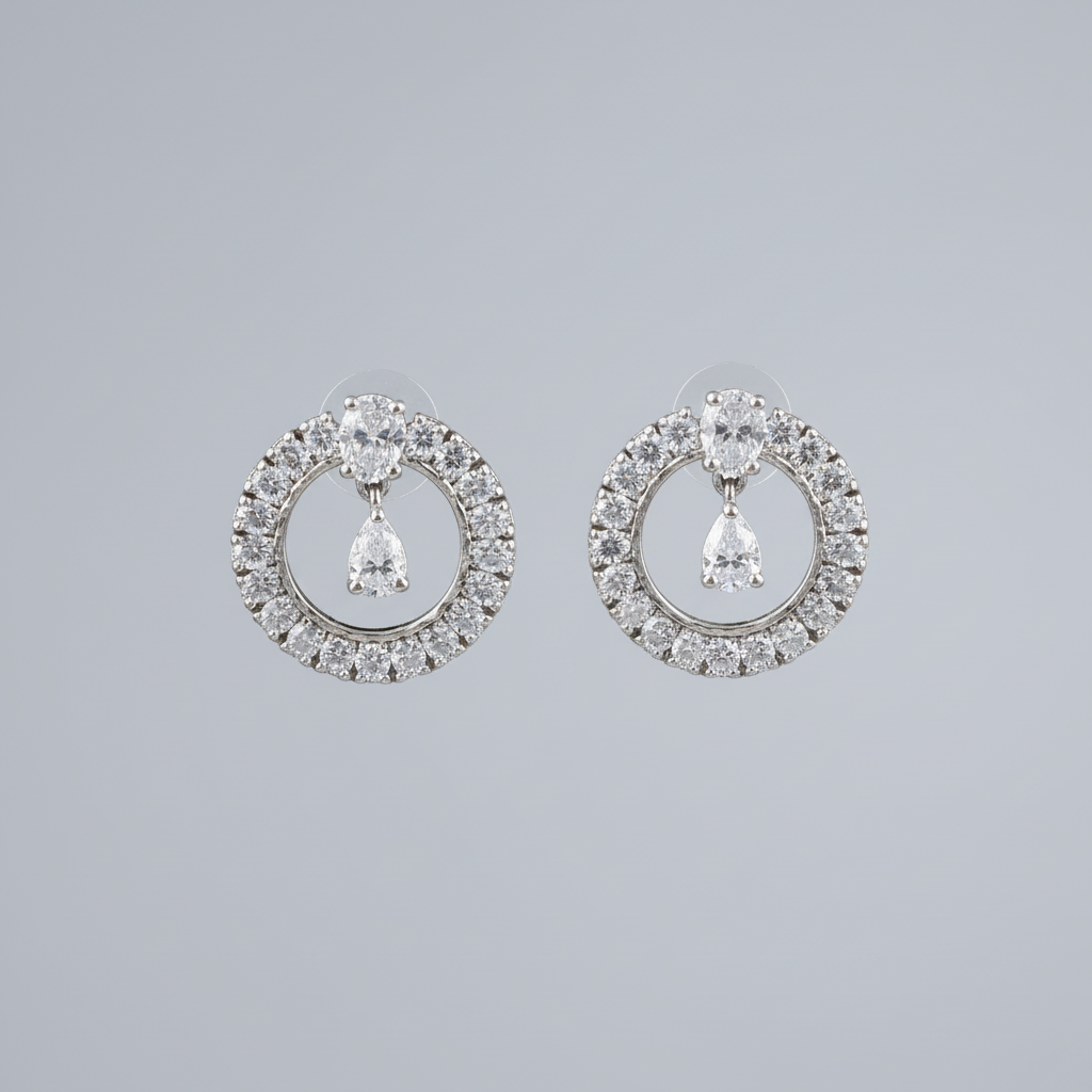 Silvery Veera American Diamond Studs