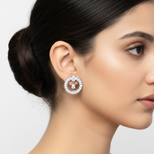 Silvery Veera American Diamond Studs