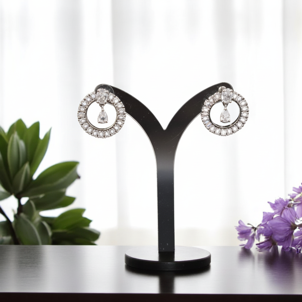 Silvery Veera American Diamond Studs