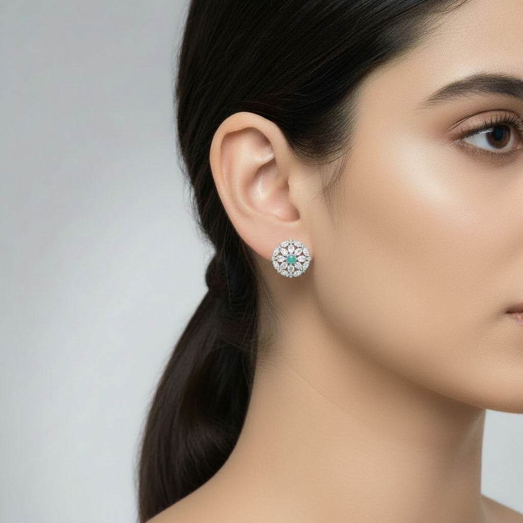 Turquoise Nikita American Diamond Studs