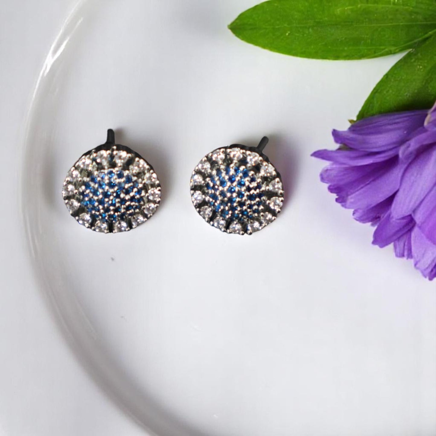 Royal Blue Neelu American Diamond Studs