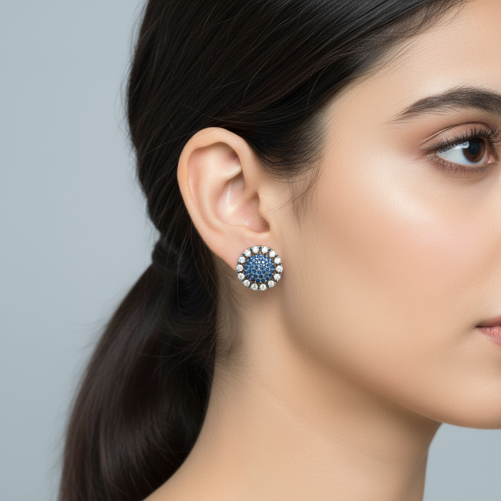 Royal Blue Neelu American Diamond Studs