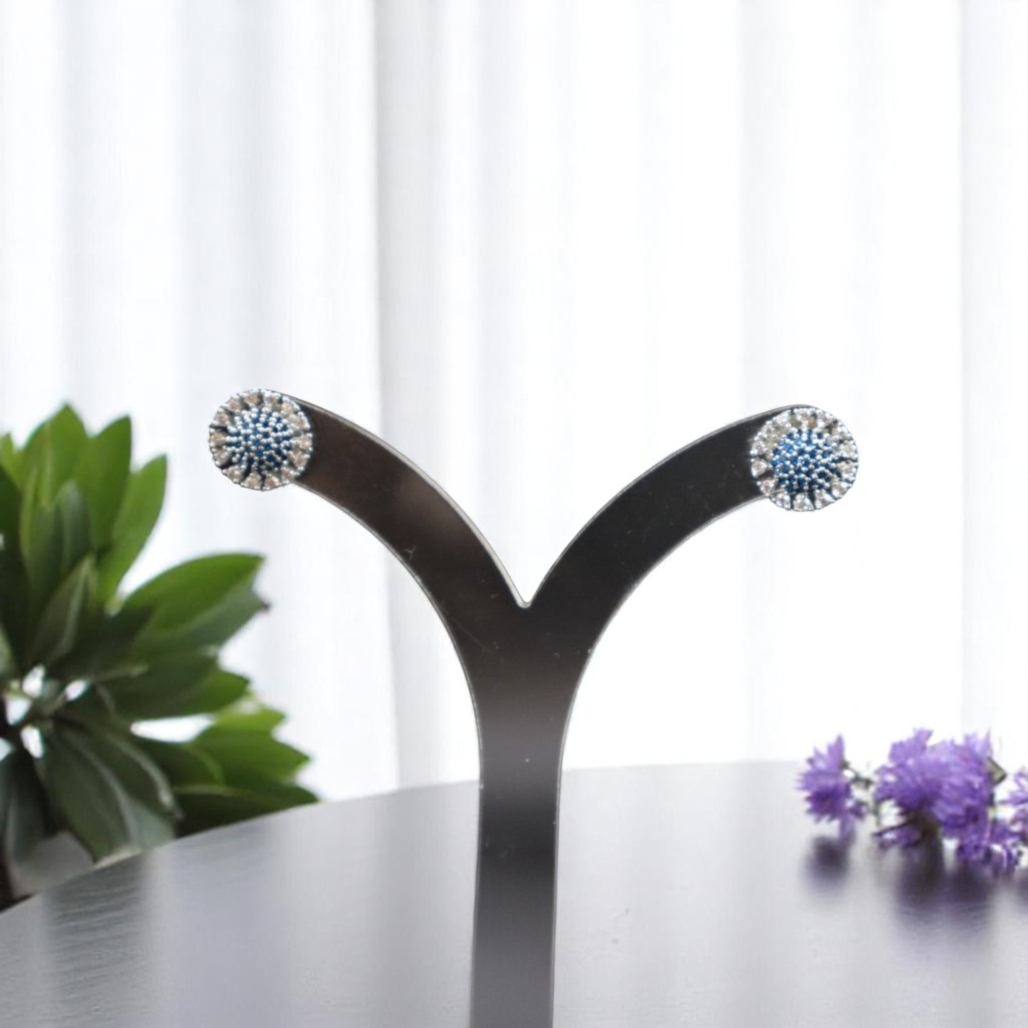 Royal Blue Neelu American Diamond Studs
