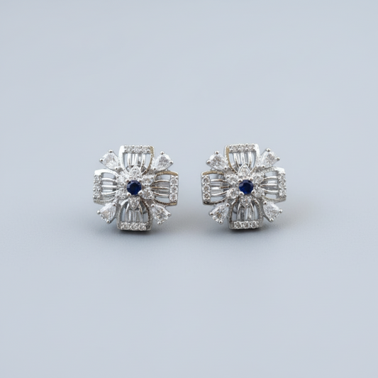 Royal Blue Madhusri American Diamond Studs