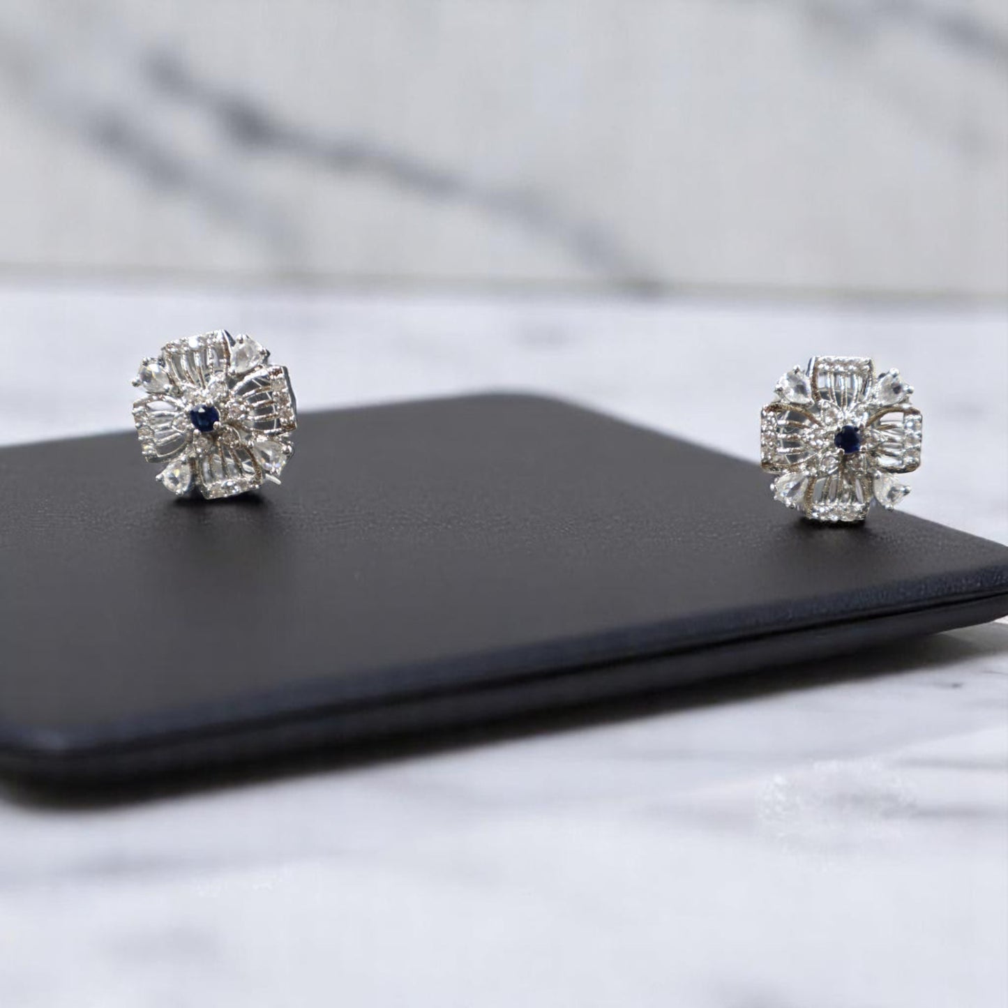 Royal Blue Madhusri American Diamond Studs