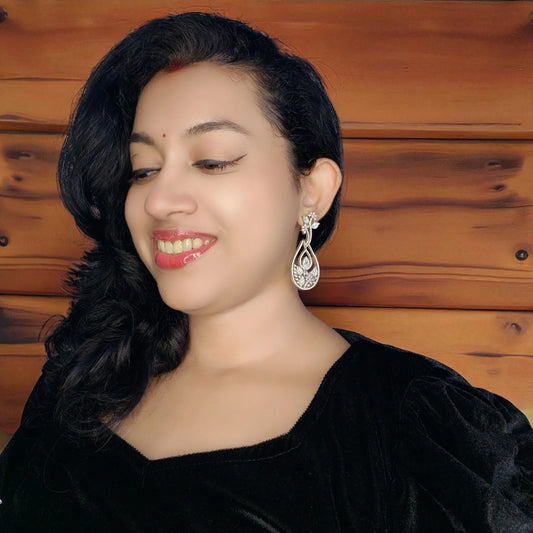 Silvery Pooja American Diamond earrings Danglers