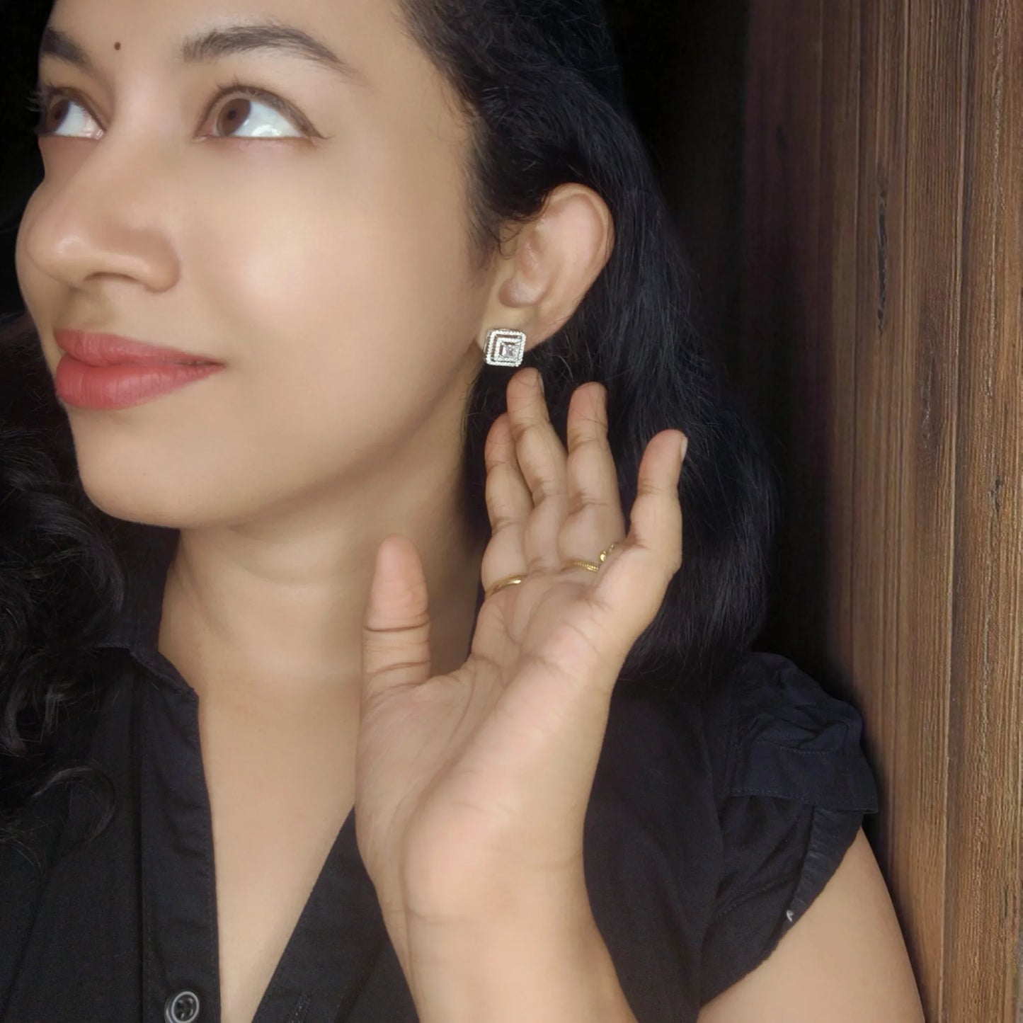 Silvery Sanchayita American Diamond Studs
