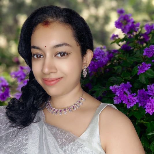 Magenta Swarini American Diamond Necklace set