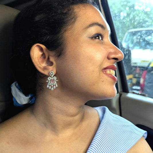 Pink Gauravi American Diamond Danglers